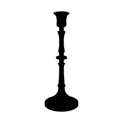 Vector illustration of a candlestick on a white isolated background. Lamp post. Vectical silhouette. Renaissance, Rococo. Element for composition
