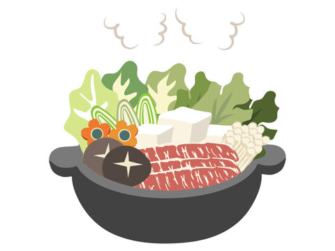 steaming pot of food, colorful ingredients clip art preview