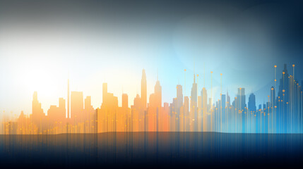 Colorful skyscrapers in the city, Reflected buildings 4