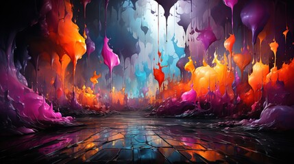 abstract background different colorful drops. Vector 3d illustration. Paint falling drips vector. Nail polish drops downfall. Rainbow oil paint glossy drops isolated. Multicolor nail varnish drips. - obrazy, fototapety, plakaty