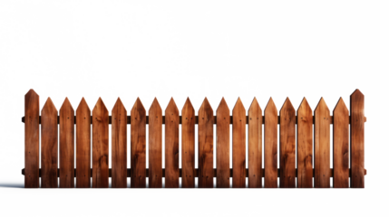 Brown wooden fence illustration Used to decorate the house and garden isolated on white transparent background, PNG File