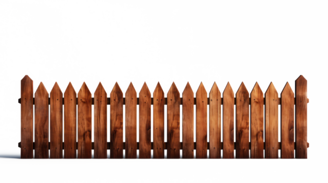 Brown wooden fence illustration Used to decorate the house and garden isolated on white transparent background, PNG File