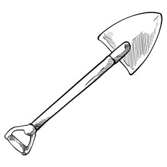 garden shovel handdrawn illustration