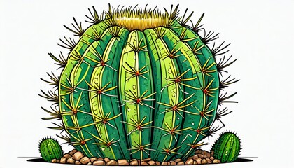 Cactus digital painting. AI generation.