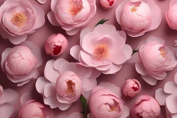 pink peony background with white and pink flowers, romantic influences,
