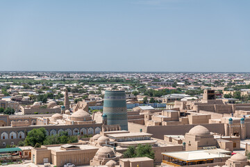 Panoramic view at world famous ancient city of Khiva, Uzbekistan.