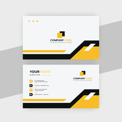 Orange and Black color Business card design vector template