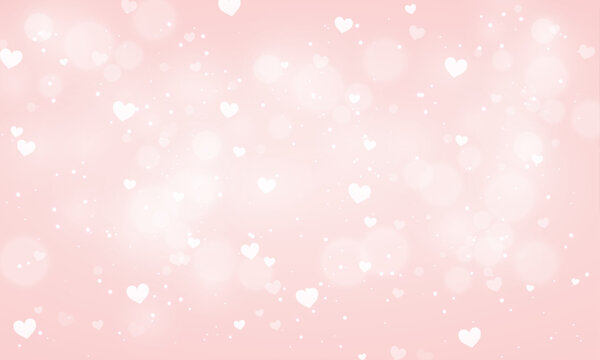 Vector red blurred valentines day background with hearts bokeh