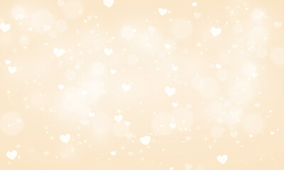 Vector yellow blurred valentines day background with hearts bokeh