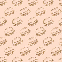 Hand drawn burger vector illustration with doodle style