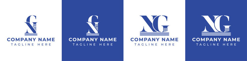 Letter GN and NG Pillar Logo Set, suitable for business with GN and NG related to Pillar