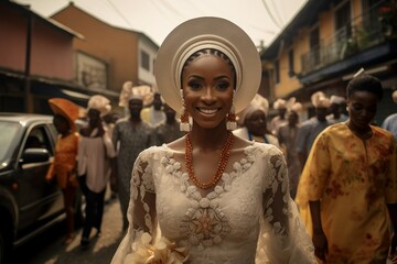 Obraz na płótnie Canvas Nigeria's Bride Walking Gracefully