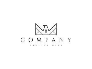 luxury eagle crown line logo design