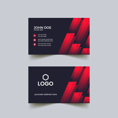 Modern Red and dark black color professional business card. creative modern name card and business card. Red Modern Stylish Business Card Design Template
