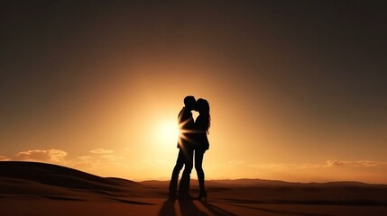 Fototapeta na wymiar silhouette of a person in a desert