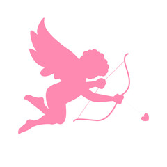 Vector hand drawn baby angel silhouette illustration