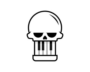 Skull head combination with piano vector logo