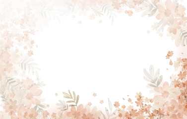 Peach colored PNG transparent floral background. Digitally hand painted illustration - 696210006