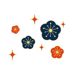 Vector plum blossoms and cherry blossoms icon set monochromatic