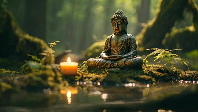 緑の中のブッダ像,Generative AI 