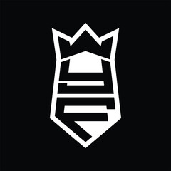 YF Letter Logo monogram hexagon shield shape up and down with crown isolated style design