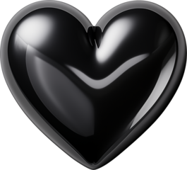 광택나는 3d 검은 하트 사랑 로맨스 