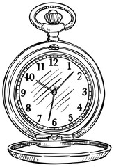 pocket watch handdrawn illustration