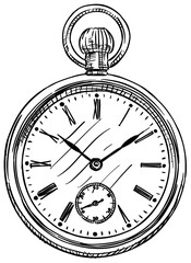 pocket watch handdrawn illustration