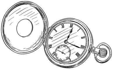pocket watch handdrawn illustration