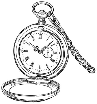 pocket watch handdrawn illustration