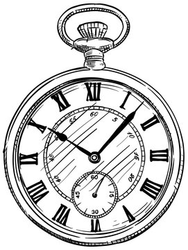 pocket watch handdrawn illustration