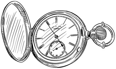 pocket watch handdrawn illustration