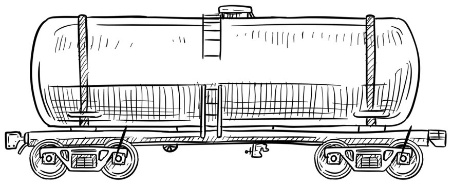 Fuel Tanker Truck Handdrawn Illustration