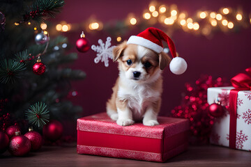 dog in santa hat