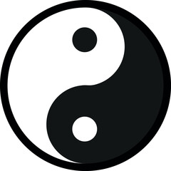 Yin-yang sign icon in black and white. Element for print, postcard and poster, website, embroidery, laser cutting, data transfer. Vector illustration