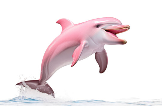 Joyful Pink Dolphin Isolated On Transparent Background