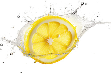 Splash of Lemon Water Isolated On Transparent Background