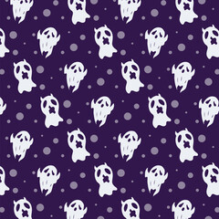 Hand drawn cute peekaboo halloween ghost seamless pattern
