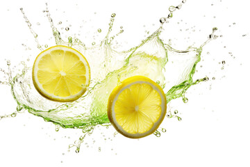 Splash of Lemon Lime Soda Isolated On Transparent Background - obrazy, fototapety, plakaty