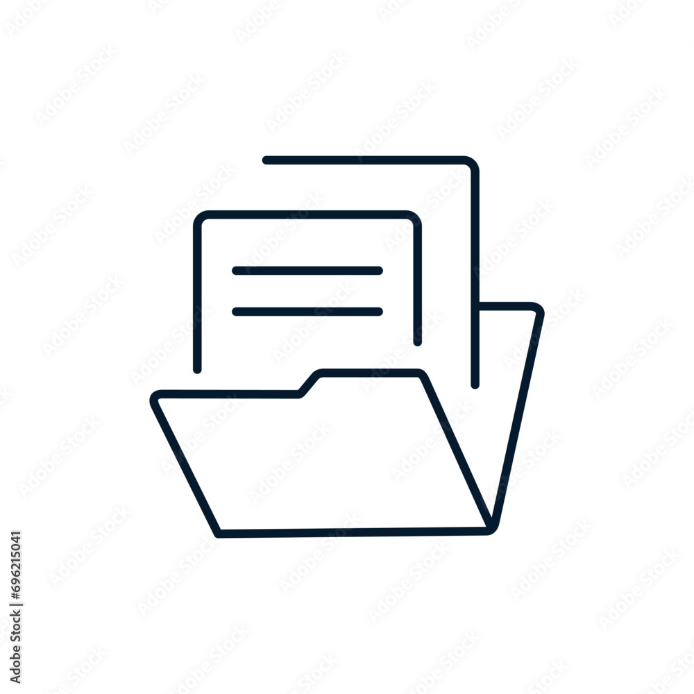 Poster folder with documents. vector linear icon isolated on white background.