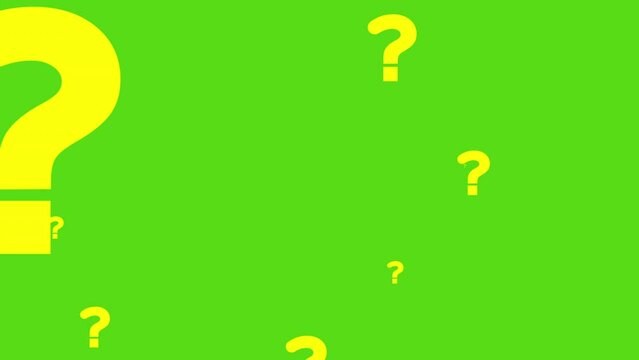 Question marks Animation moving on alpha channel green screen background. Full Hd. 4K