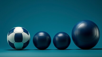 Assortment of Sports Balls on Blue Background