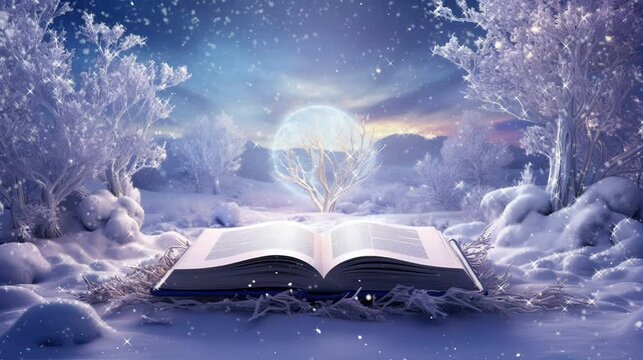 magic book in the snow