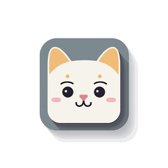 Cute cat face icon, vector illustration. Flat design style.