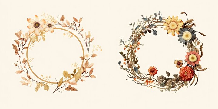 Aesthetic set of three hand-drawn capital letters with floral elements