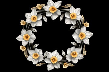 Flower ring with white and yellow flowers