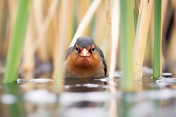 staring contest with blackbird in reeds - Powered by Adobe