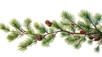 Fototapeta premium A beautiful pine branch with pine cones