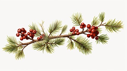 A branch with berries hanging from it - Artistic illustration inspired by nature