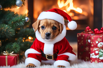 santa claus with christmas gifts